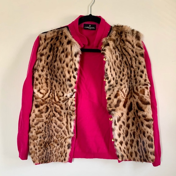 J. Mendel Pink Cashmere Sweater with Lippi Cat Fur